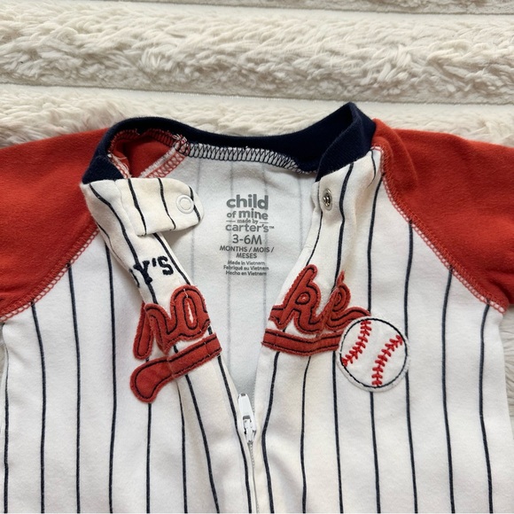 Carter's Child of Mine Daddy's Rookie Baseball Onesie with Cleat Footies - Picture 4 of 6